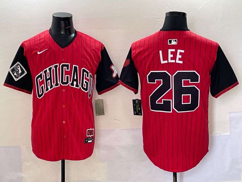 Men Chicago White Sox #26 Lee Red Stripe Joint Name Nike 2025 MLB Jersey style 8
